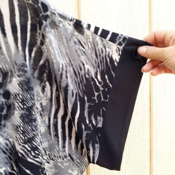 Isabella Rodriguez Top Scoop Neck Kimono Sleeve Multi Animal Print Black Gray - Picture 6 of 11